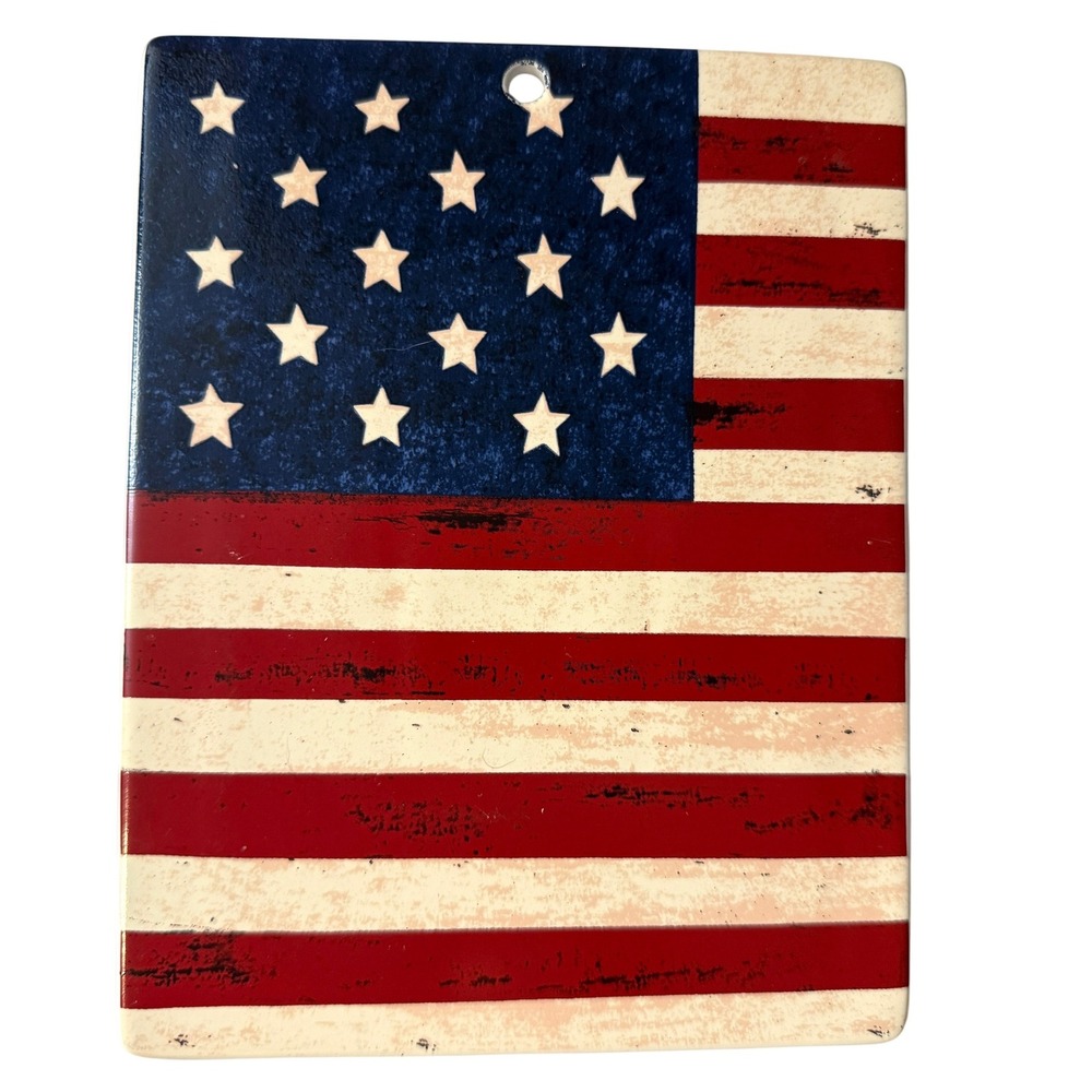 Vtg Spirit of the Flag American Ceramic Trivet Brandon House 1998 8.5 H x 7 in W